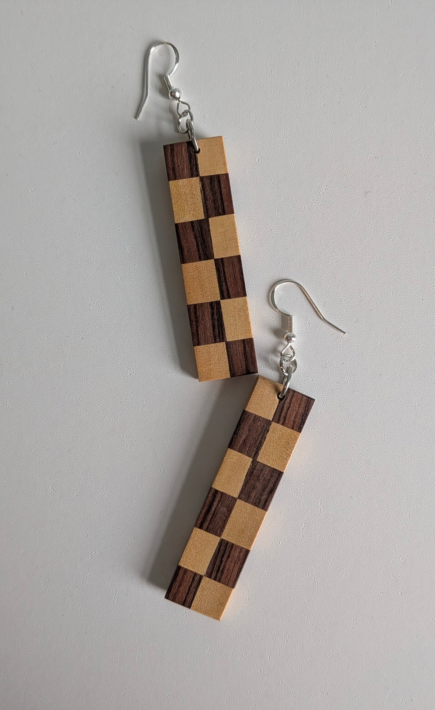 Bolivian Rosewood & Yellowheart Checkerboard Earrings