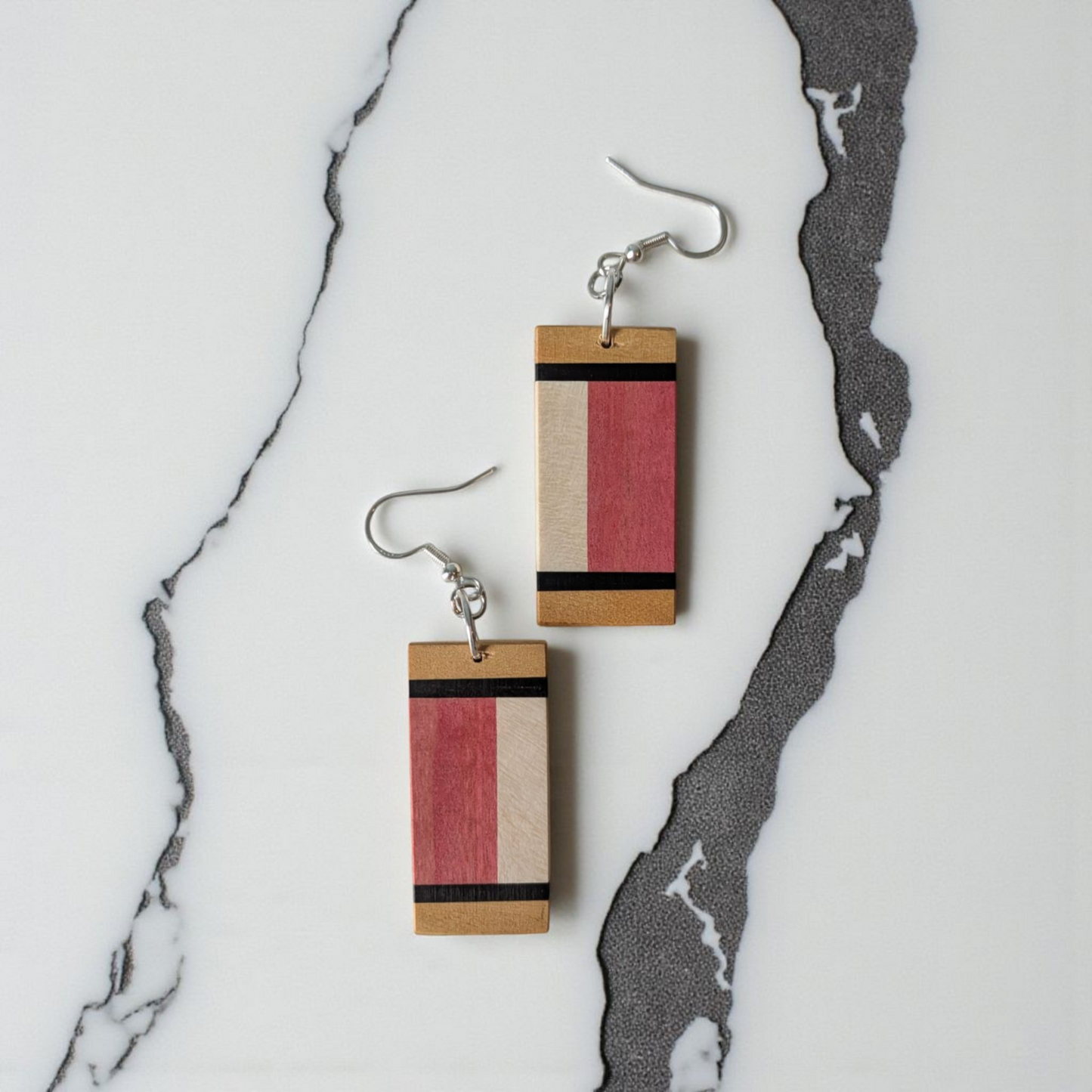 Pink Ivory & Yellowheart Earring with Retro Vibes