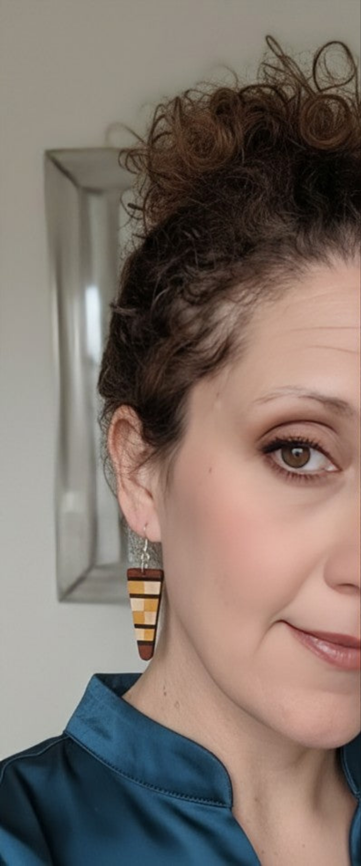 Checkerboard style Earrings – English Holly, Red Oak, Yellowheart & African Blackwood