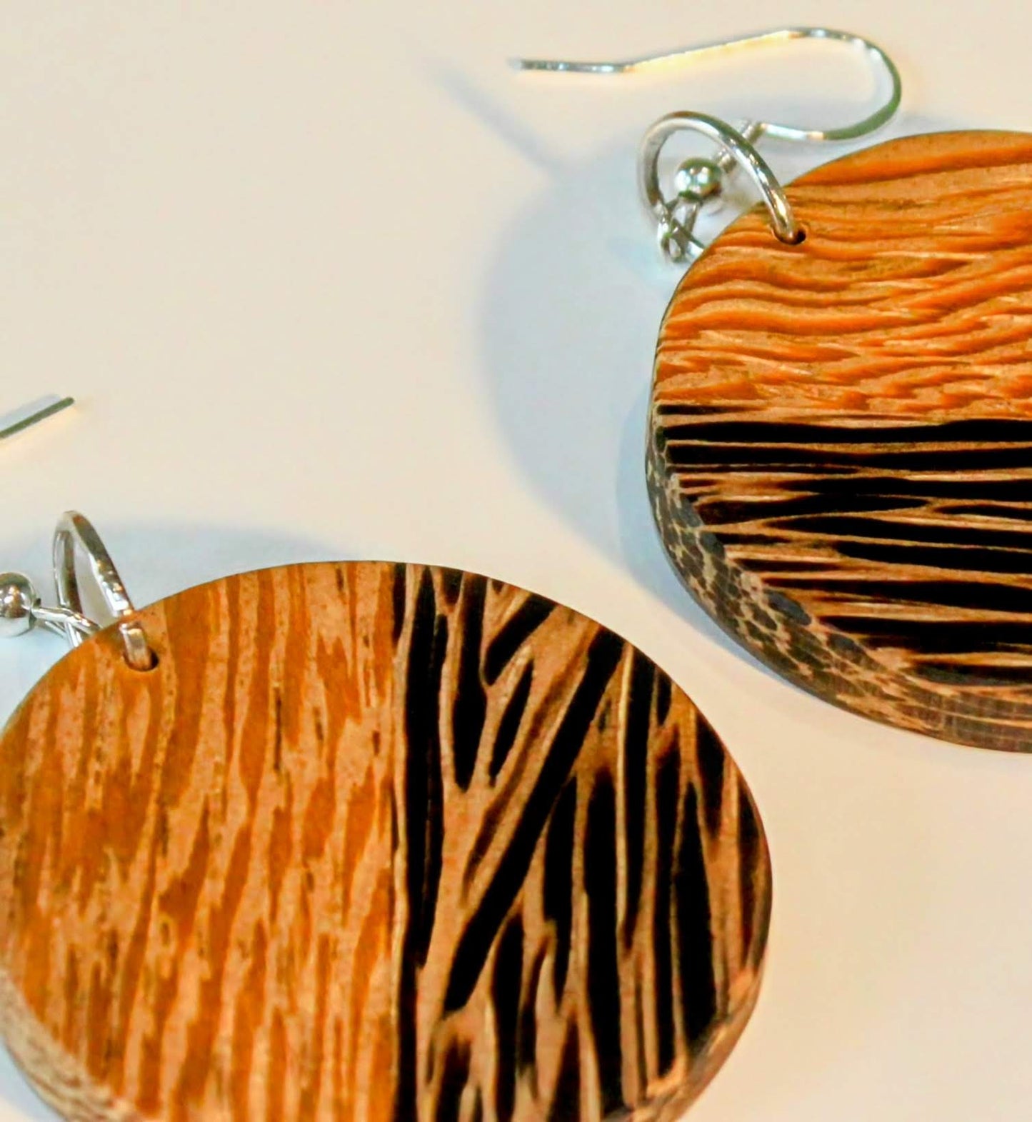 Half-Moon Wenge Earrings – Black & White Wenge