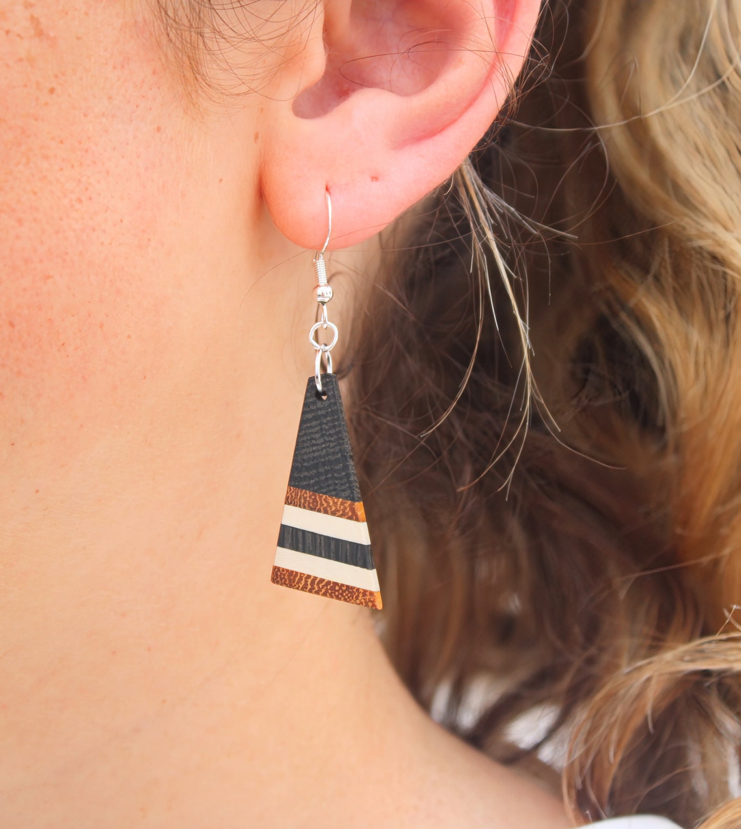 Bog Oak Stripe Earrings – English Bog Oak, Osage & Holly