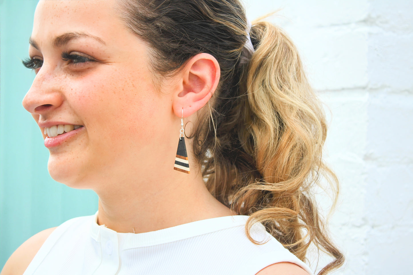 Bog Oak Stripe Earrings – English Bog Oak, Osage & Holly