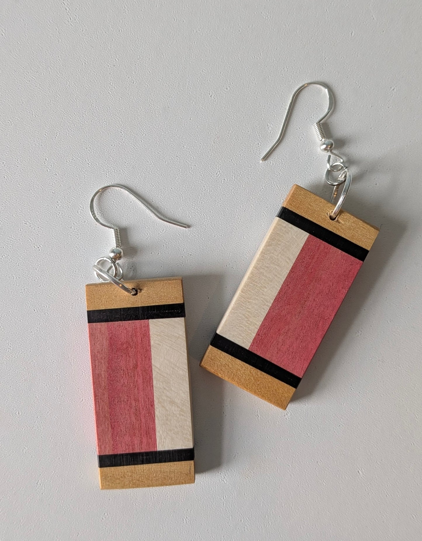 Pink Ivory & Yellowheart Earring with Retro Vibes