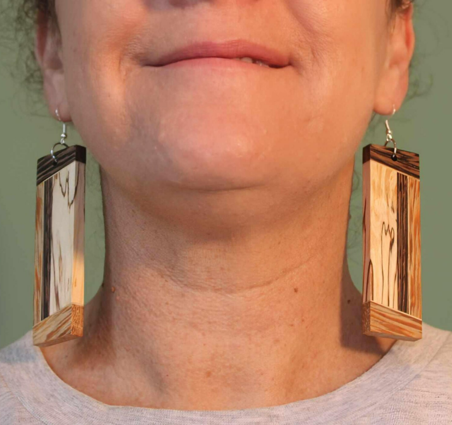 Earrings... Spalted birch and wenge handmade wooden earrings with sterling silver/rose gold hypoallergenic shepherd hooks in a rustic style