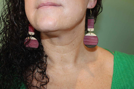 Handmade 2 piece wood earrings with sterling silver/rose gold shepherd hooks, NO paints or dyes just beautiful exotic woods