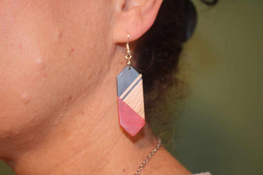 Earrings.. Pink ivory and blackwood gothic style dangle drop handmade earrings with sterling silver/rose gold hypoallergenic hooks