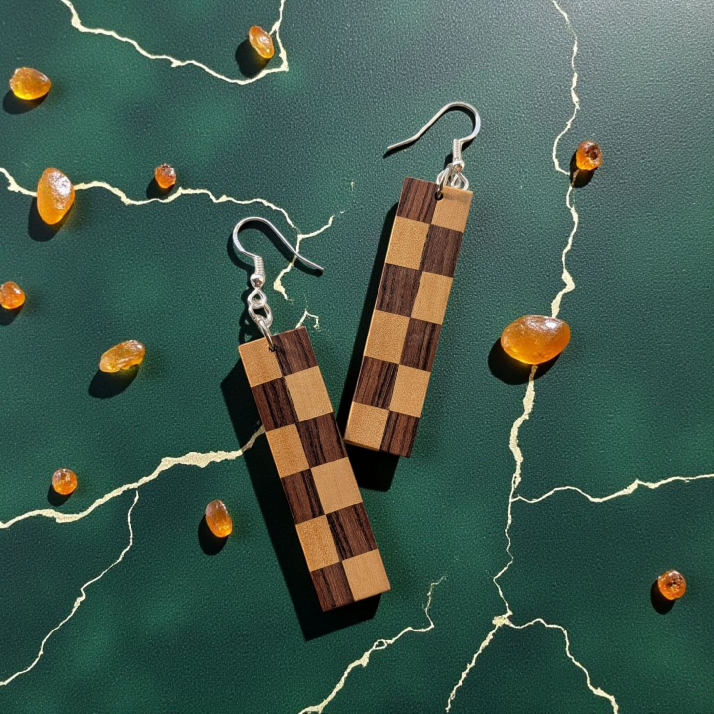 Bolivian Rosewood & Yellowheart Checkerboard Earrings
