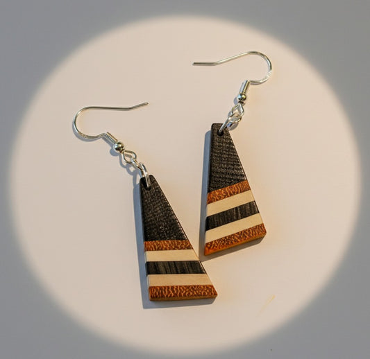 Bog Oak Stripe Earrings – English Bog Oak, Osage & Holly