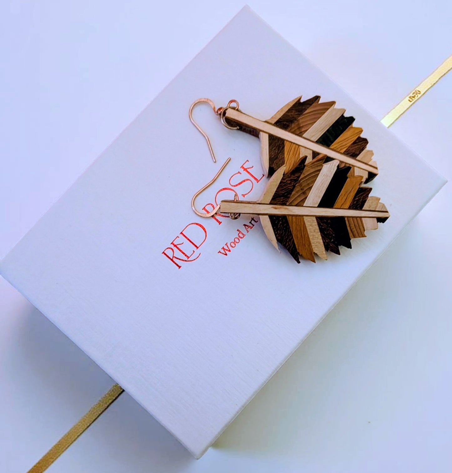 Hand carved Exotic Wooden Leaf Earrings