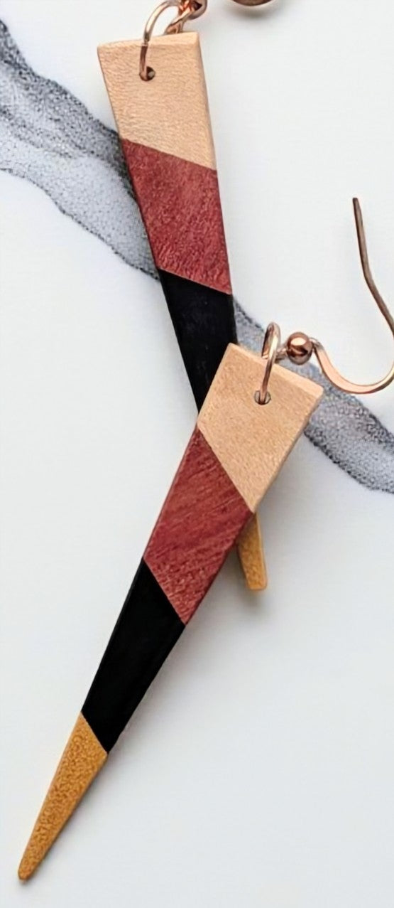 English Holly, Pink Ivory, Yellowheart & African Blackwood Earrings