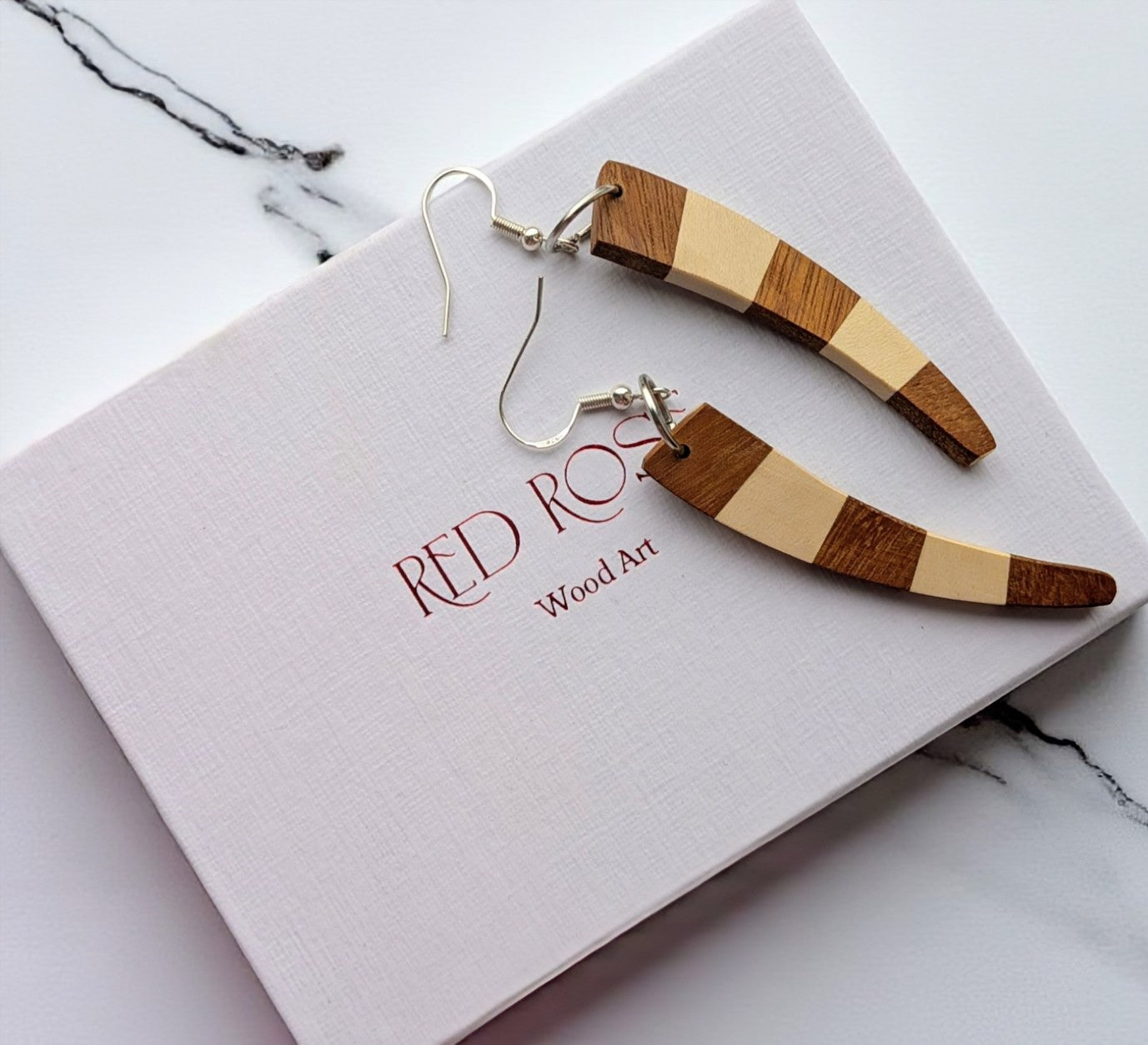 English Holly & Yellowheart Curve Earrings