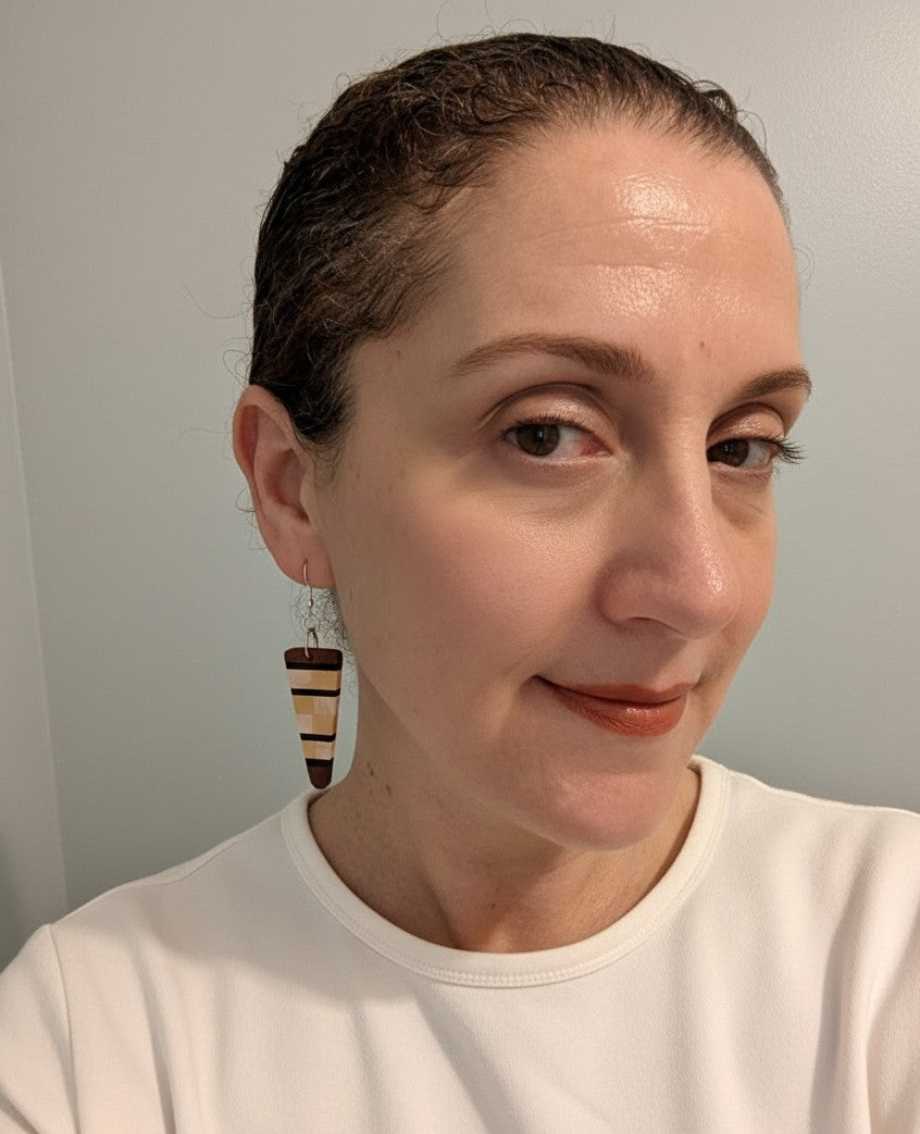 English Holly, Red Oak, Yellowheart & African Blackwood Earrings