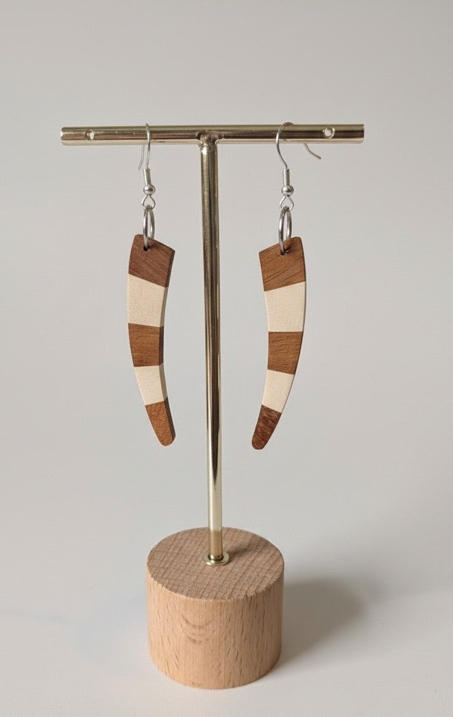 English Holly & Yellowheart Curve Earrings