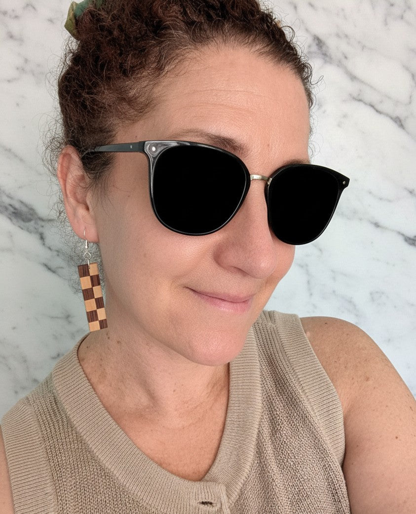 Bolivian Rosewood & Yellowheart Checkerboard Earrings