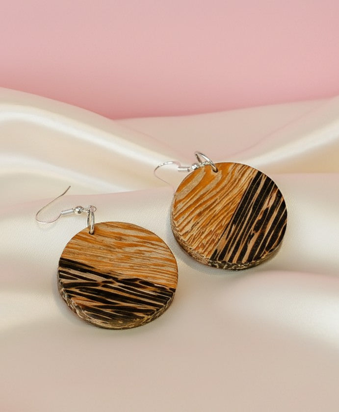 Half-Moon Wenge Earrings – Black & White Wenge