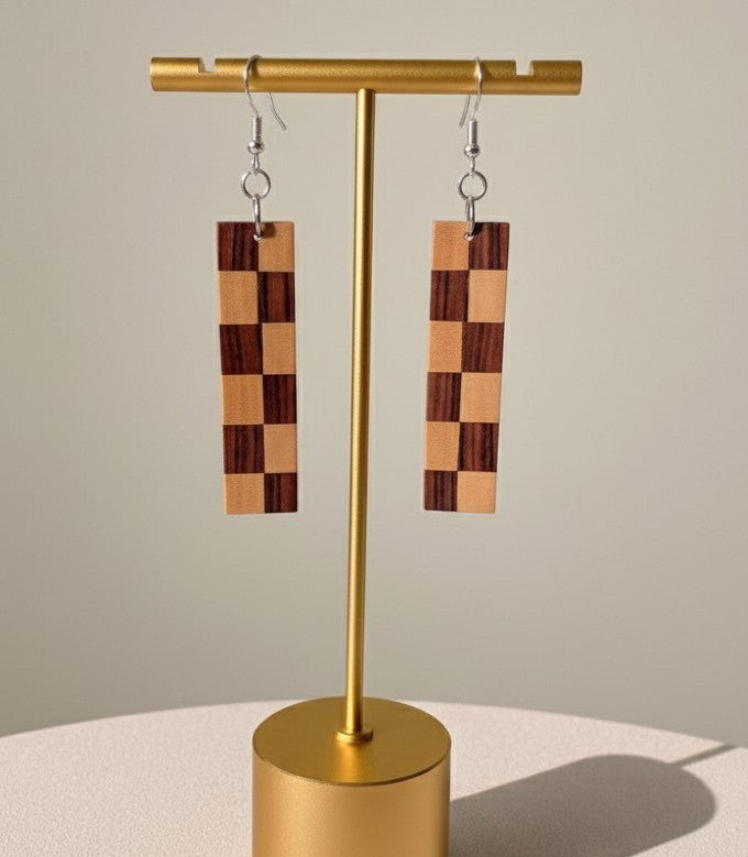 Bolivian Rosewood & Yellowheart Checkerboard Earrings