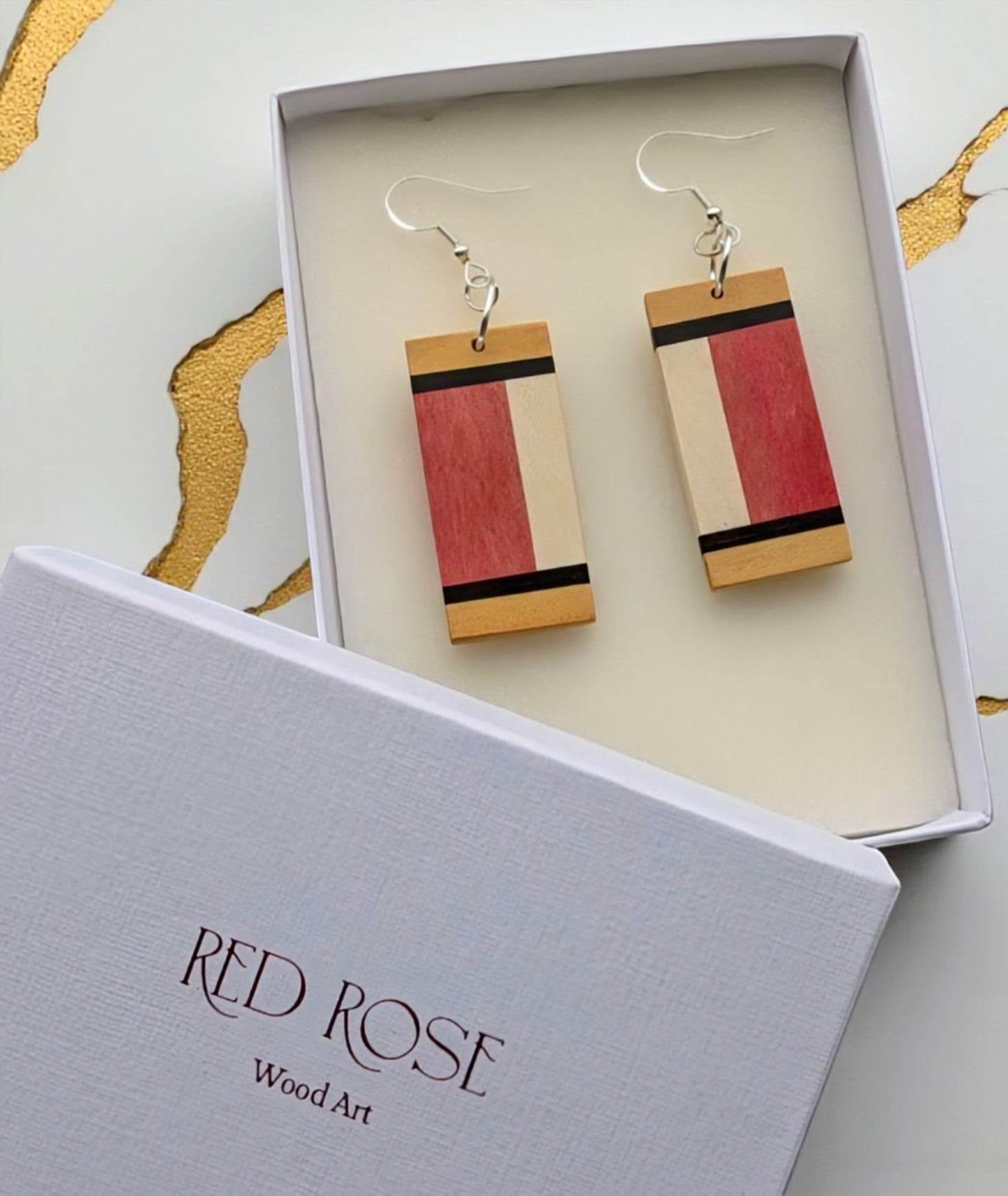 Pink Ivory & Yellowheart Earring with Retro Vibes