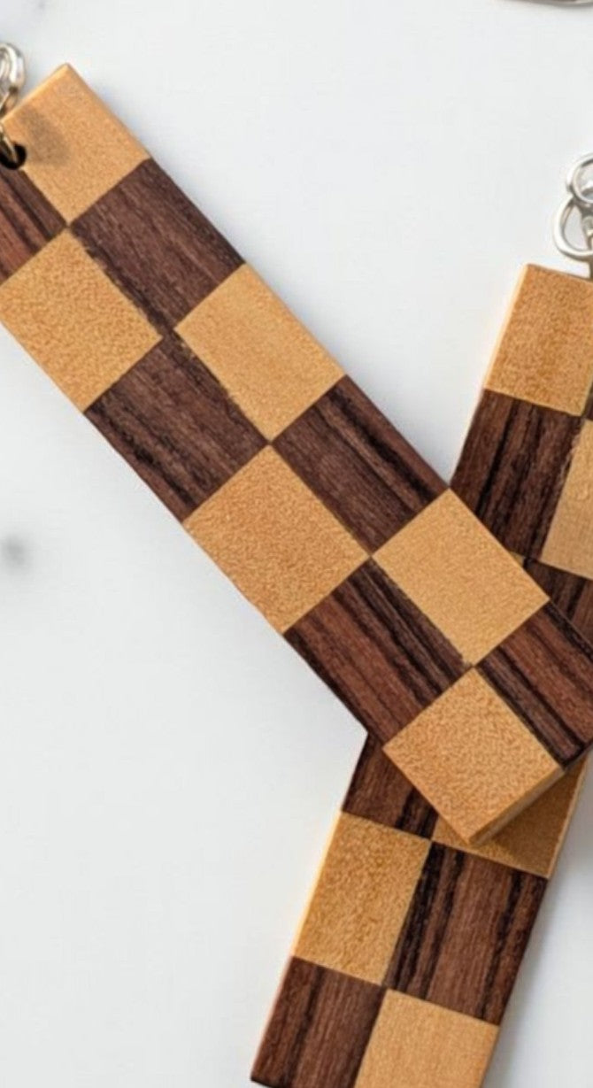 Bolivian Rosewood & Yellowheart Checkerboard Earrings
