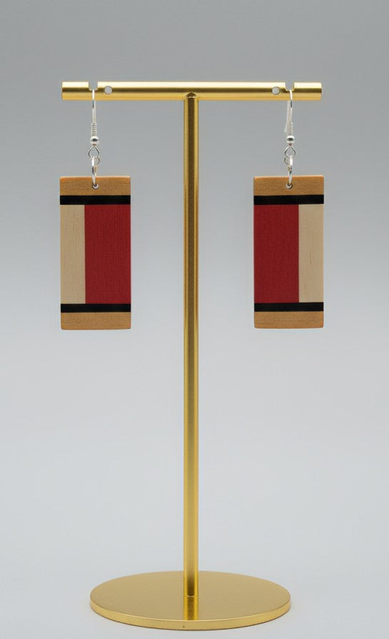 Striped Statement Earrings - Pink Ivory & Yellowheart