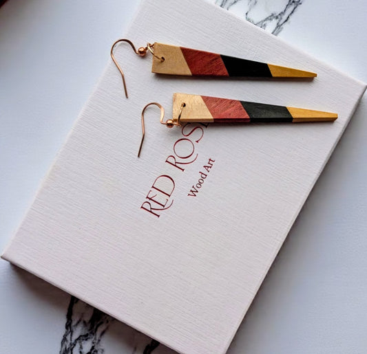 English Holly, Pink Ivory, Yellowheart & African Blackwood Earrings