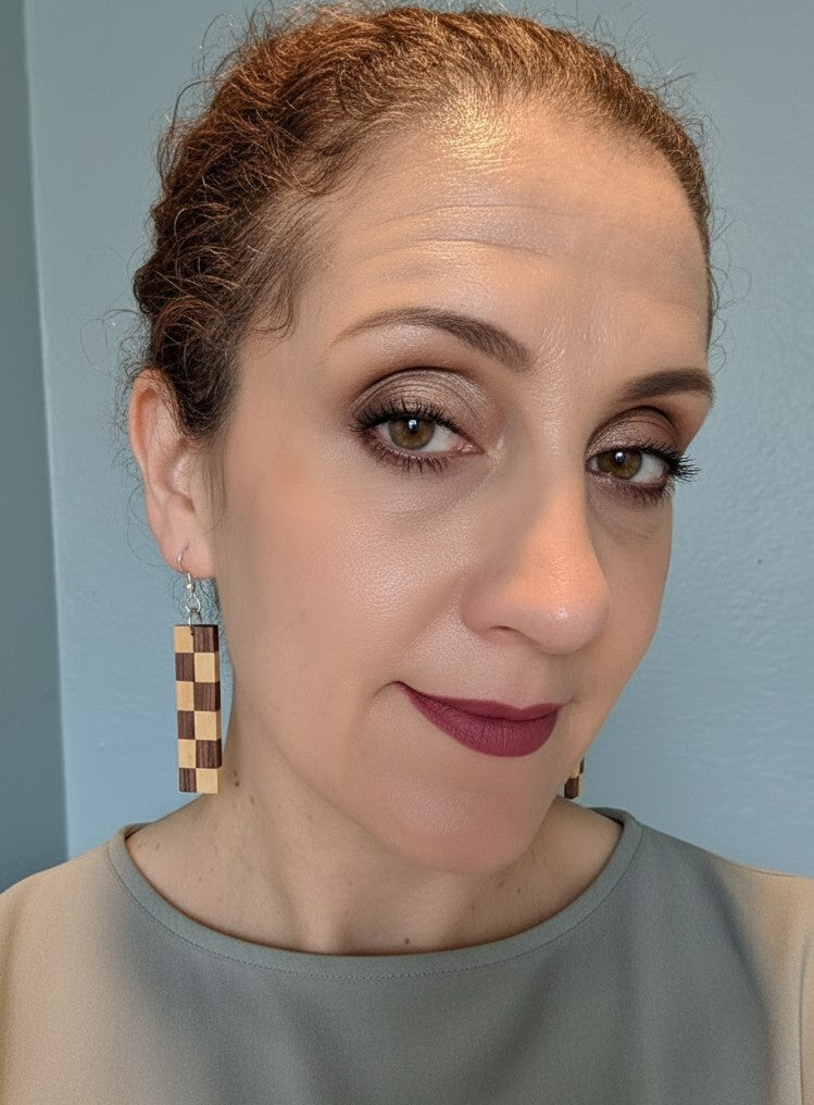 Bolivian Rosewood & Yellowheart Checkerboard Earrings