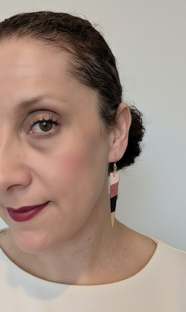 English Holly, Pink Ivory, Yellowheart & African Blackwood Earrings