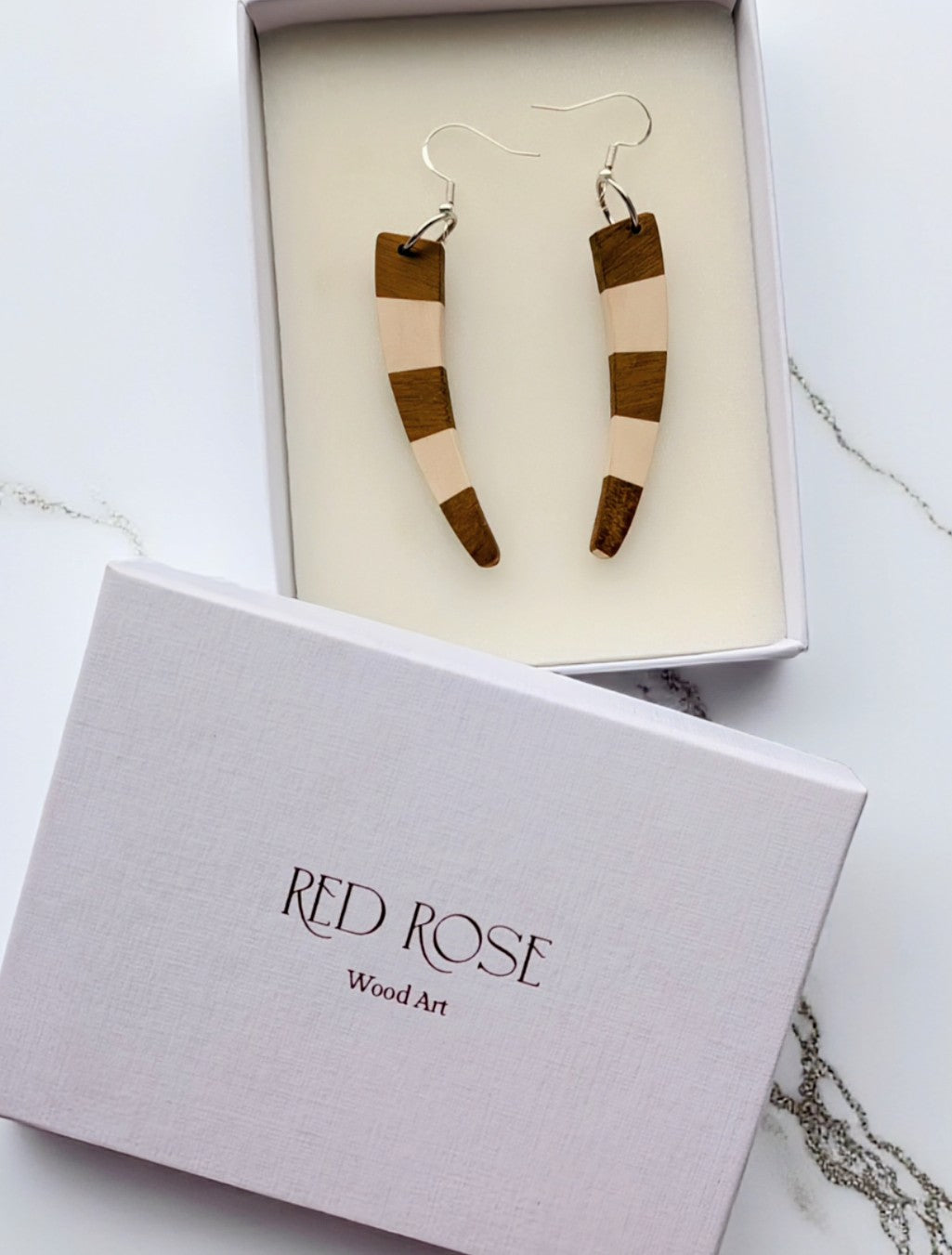 English Holly & Yellowheart Curve Earrings