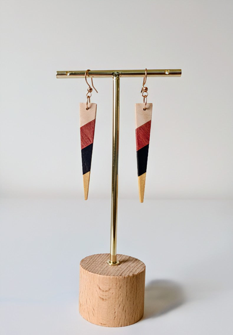 English Holly, Pink Ivory, Yellowheart & African Blackwood Earrings