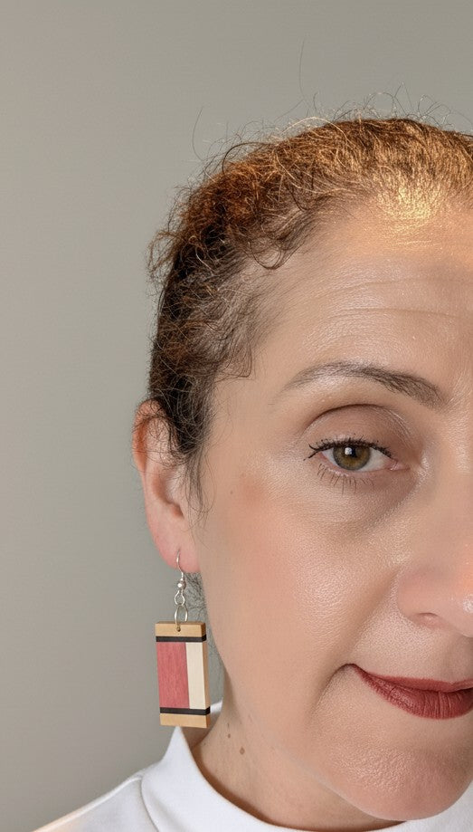 Pink Ivory & Yellowheart Earring with Retro Vibes