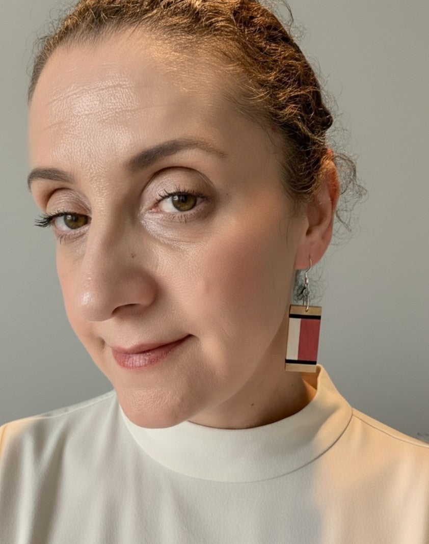 Pink Ivory & Yellowheart Earring with Retro Vibes