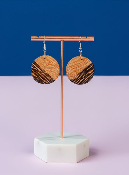 Half-Moon Wenge Earrings – Black & White Wenge