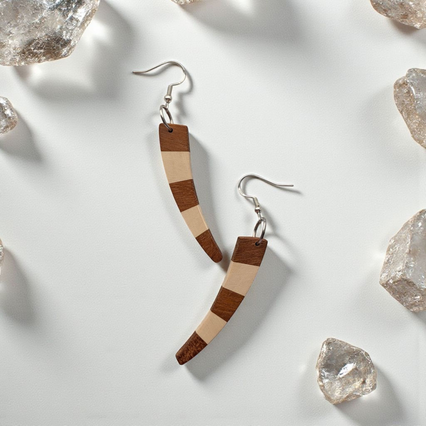 English Holly & Yellowheart Curve Earrings