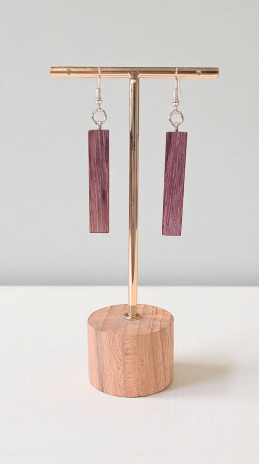 Purpleheart Rectangle Wood Earrings