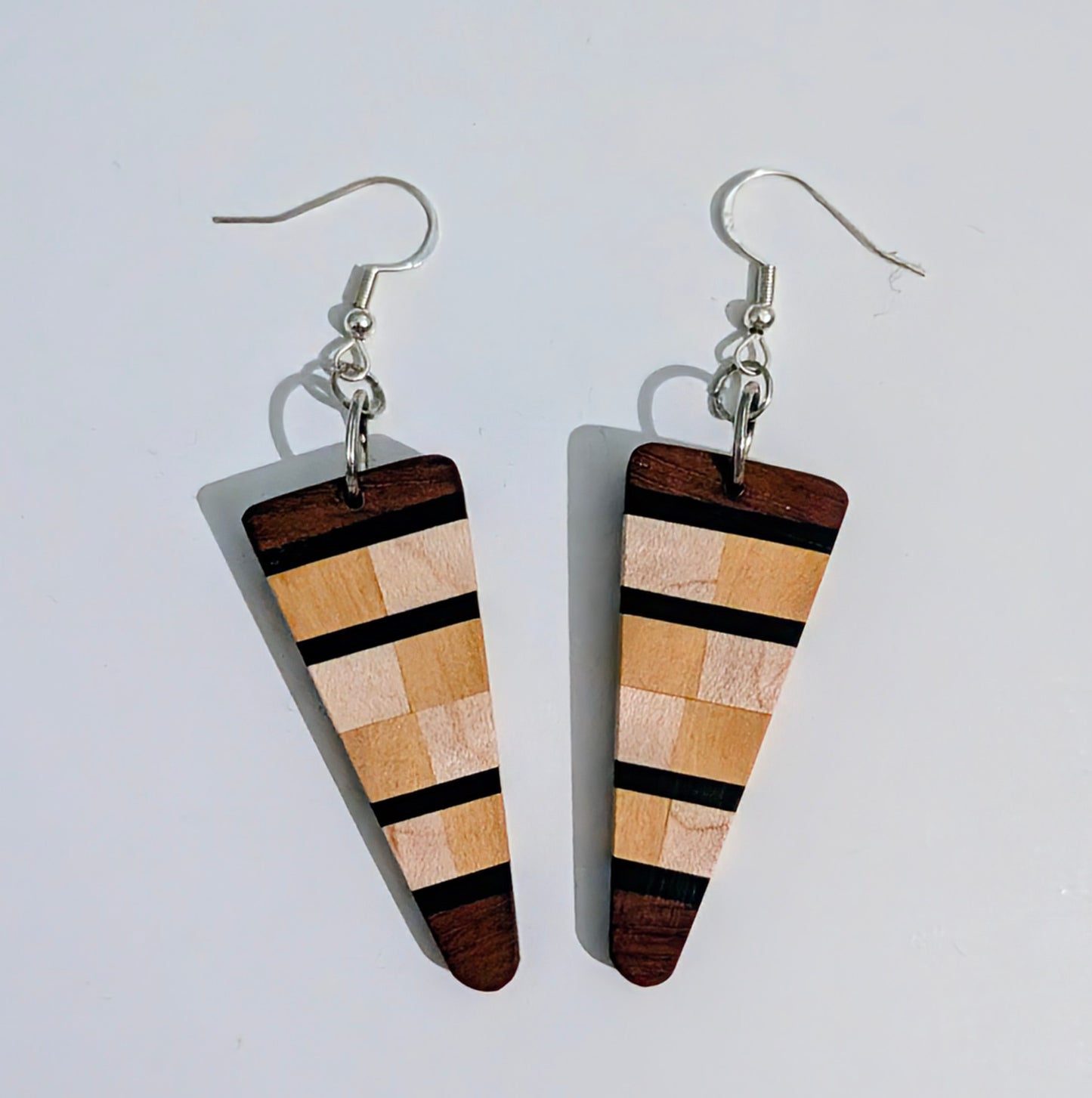 English Holly, Red Oak, Yellowheart & African Blackwood Earrings