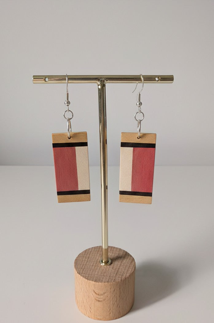 Pink Ivory & Yellowheart Earring with Retro Vibes