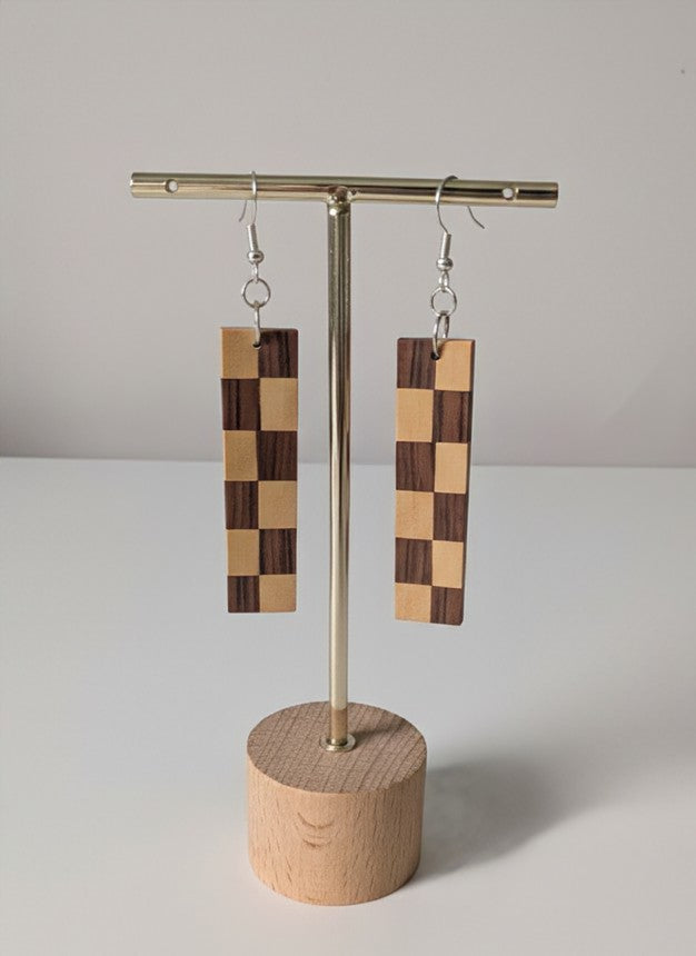 Bolivian Rosewood & Yellowheart Checkerboard Earrings
