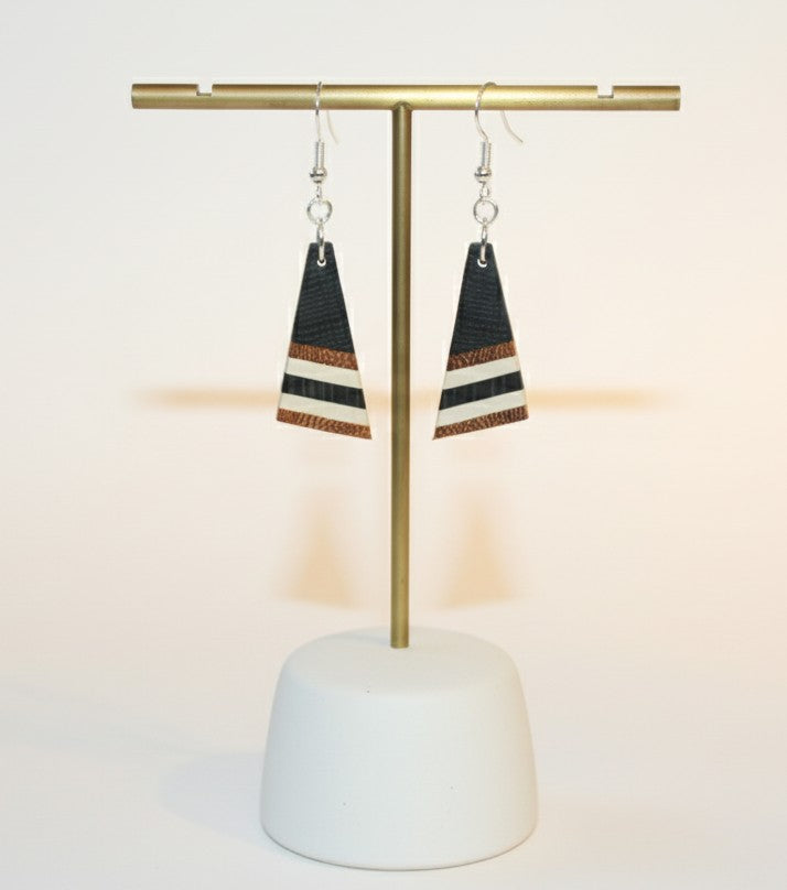 Bog Oak Stripe Earrings – English Bog Oak, Osage & Holly