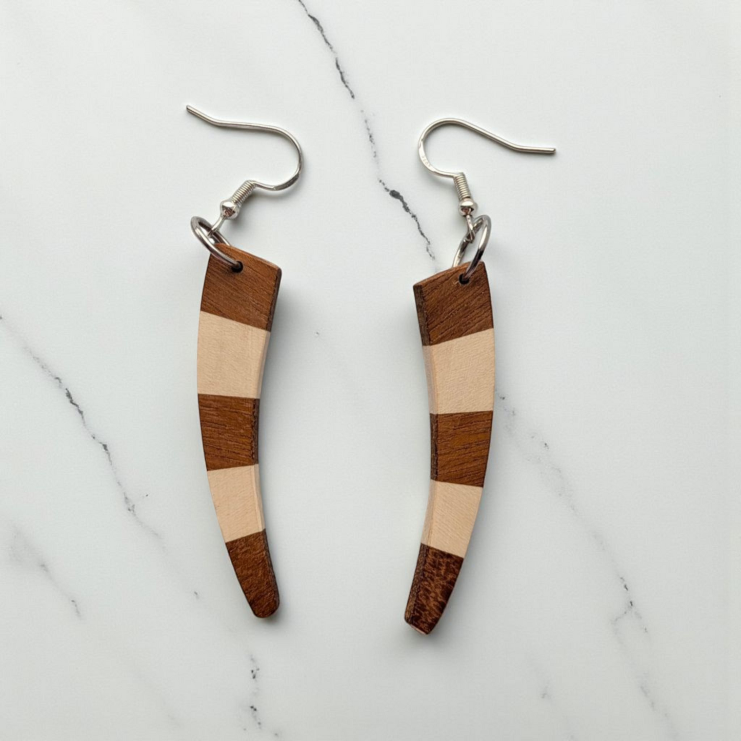 English Holly & Yellowheart Curve Earrings